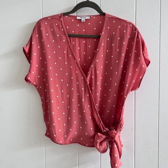Madewell Sash-Tie Wrap Top in Polka Dot - Picture 5 of 11